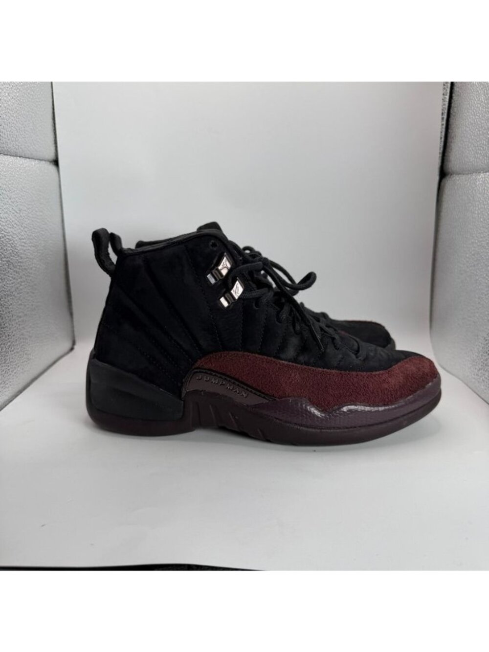Air Jordan 12 A Ma Maniere Black & Burgundy Crush Retro Sneakers Mens Size 7.5